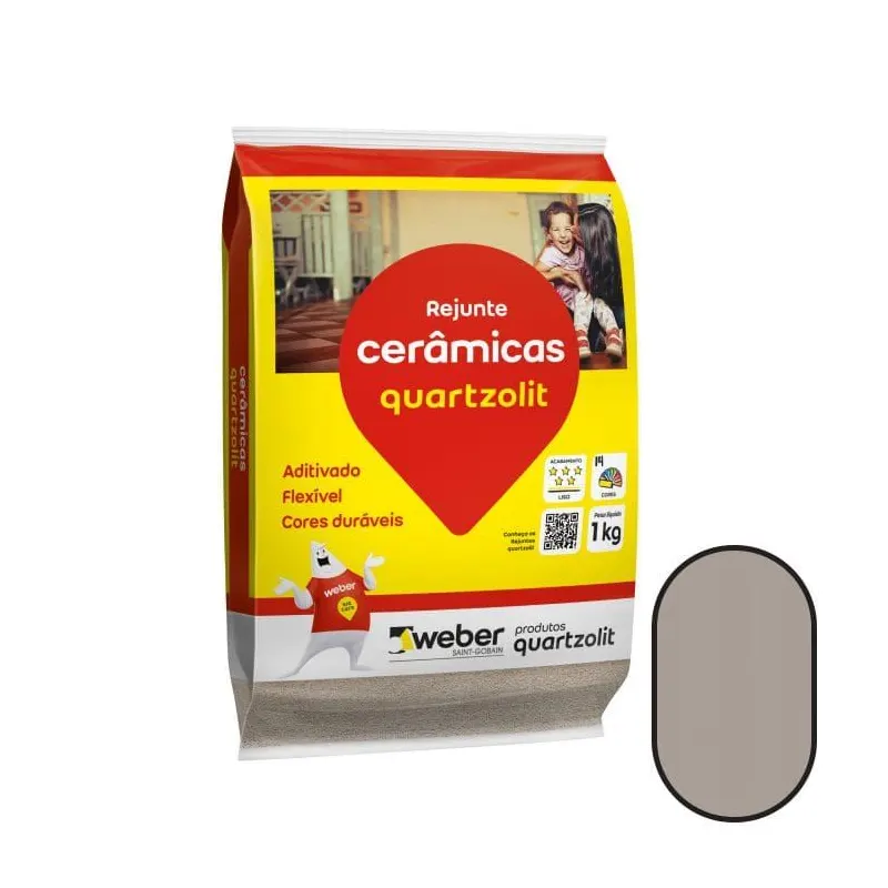 Rejunte para Cerâmicas Cinza Outono 1kg Quartzolit