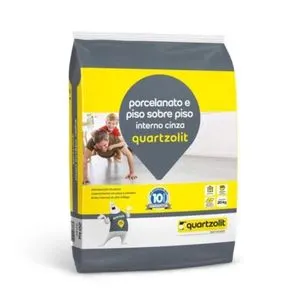 Argamassa Piso Sobre Piso Interno e Porcelanato 20KG Cinza Quartzolit