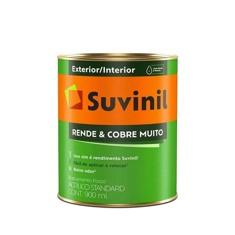 Tinta Acrílica Rende Muito Branco Neve Fosco 1/4 0,9LT Suvinil