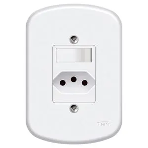 Placa com 1 Interruptor Simples e 1 Tomada 20A Blanc Fame