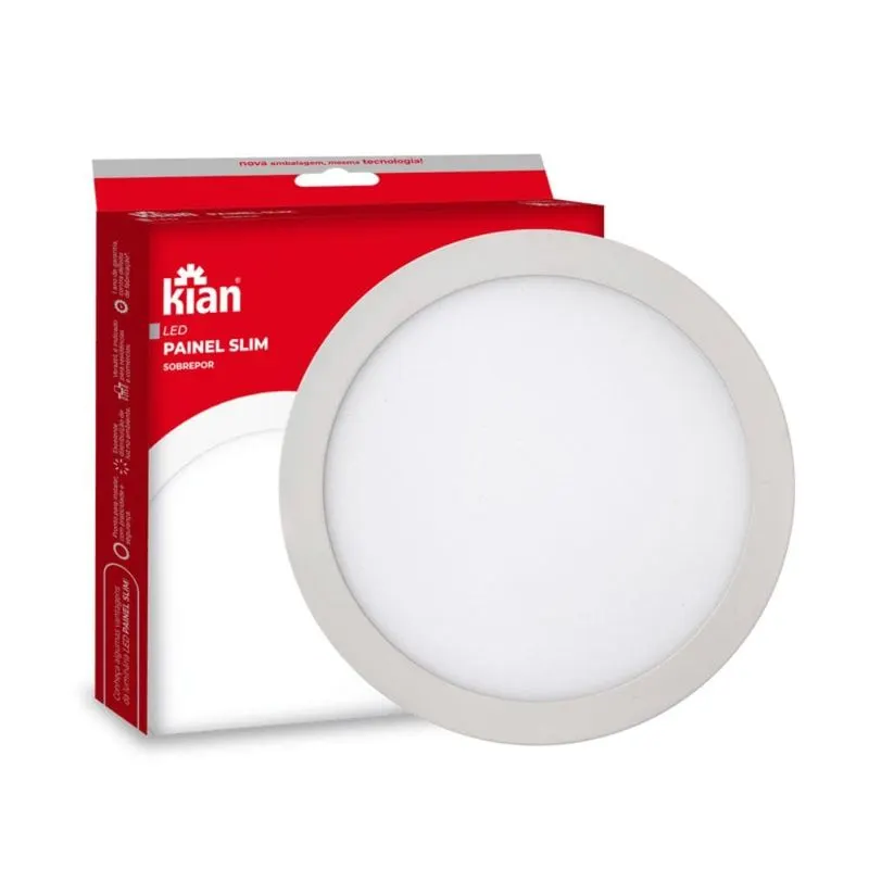 Luminária Led Sobrepor Redonda Slim 24W 6,0K Branca Kian