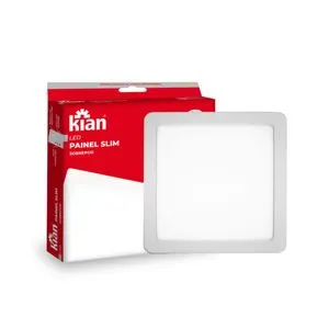 Luminária Led Sobrepor Quadrada Slim 12W 3,0K Amarela Kian